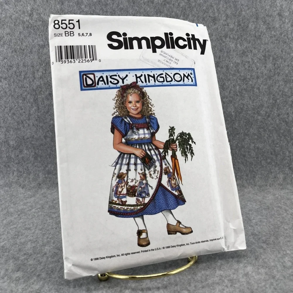 Uncut Simplicity Daisy Kingdom 8551 Girls Dress Pinafore BB 5-8 Sewing Pattern‎